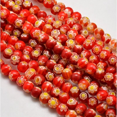 Round Millefiori Glass Beads Strands LK-P002-11-1
