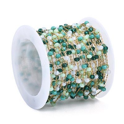 Glass Faceted Round Beaded Chains CHS-N003-07-1