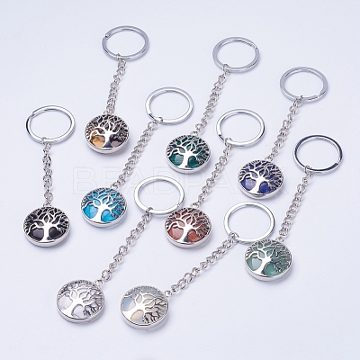 Natural/Synthetic Mixed Stone Keychain KEYC-E023-02-1