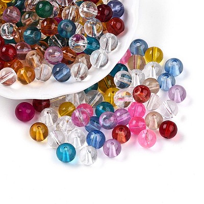 Baking Paint Transparent Glass Beads X1-DGLA-Q022-8mm-M-1