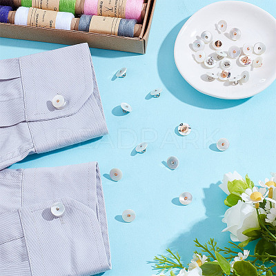 30Pcs 2 Colors 1-Hole Alloy Shell Shank Buttons BUTT-NB0002-09B-1