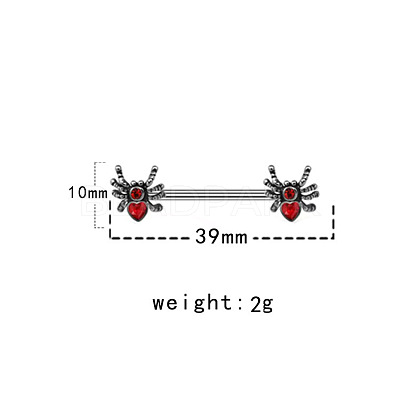 316L Surgical Stainless Steel Ruby Rhineston Nipple Barbells WGA8DED-03-1