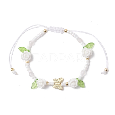 Glass Seed Bead and Resin Braided Bead Bracelets for Women BJEW-MZ00237-1