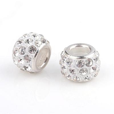 Polymer Clay Rhinestone European Beads CPDL-T001-16-1