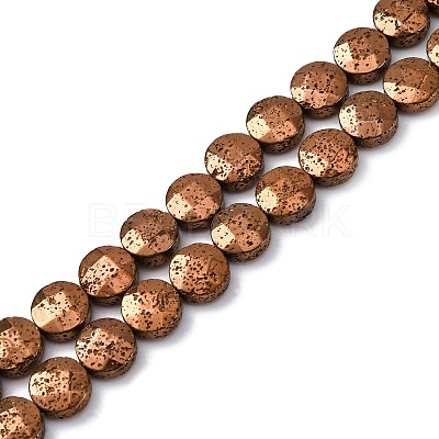 Electroplated Natural Lava Rock Beads Strands G-A256-F01-01D-1