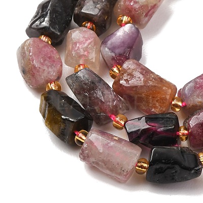 Natural Multicolor Tourmaline Beads Strands G-D110-H02-02-1