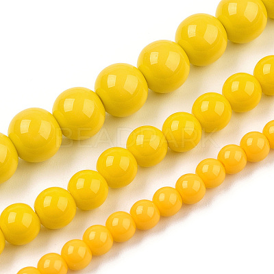 Opaque Solid Color Glass Beads Strands GLAA-T032-P4mm-08-1