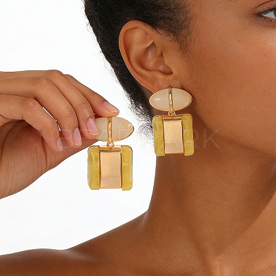 Alloy Resin Stud Earrings for Women WG7DF4E-02-1