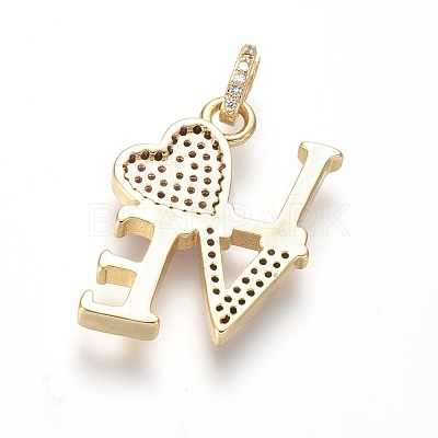 Brass Micro Pave Cubic Zirconia Pendants for Valentine's Day ZIRC-I032-42G-1
