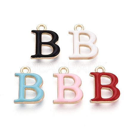 Rack Plating Alloy Enamel Pendants ENAM-T024-53B-G-1