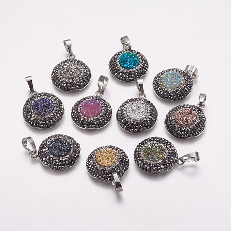 Brass Rhinestone Pendants ZIRC-F071-02-1