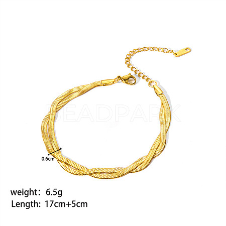 European Style 304 Stainless Steel Snake Chains Bracelet for Women HM2215-14-1