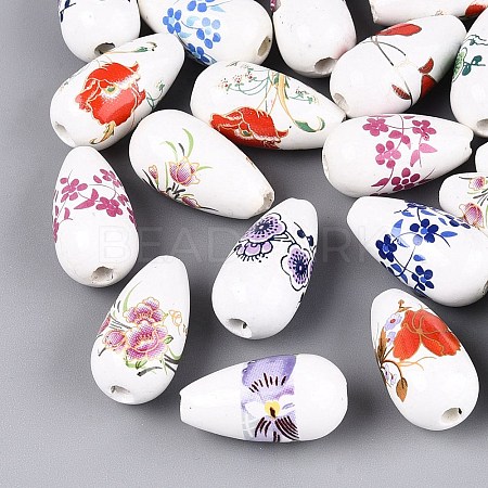 Printed Handmade Porcelain Beads PORC-N014-06B-1