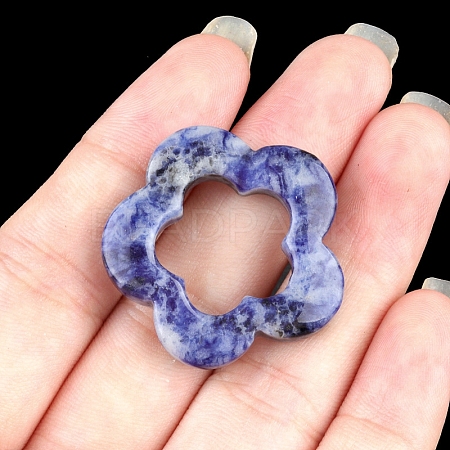 Natural Sodalite Hollow Flower Pendants PW-WG95796-09-1