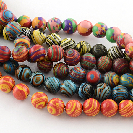 Dyed Synthetical Gemstone Round Bead Strands G-Q939-01B-M-1