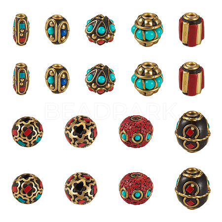 Handmade Tibetan Style Beads TIBEB-TAC0003-01-1