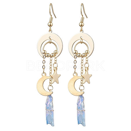 Dyed Natural Quartz Crystal Pendants Earrings EJEW-TA00424-1