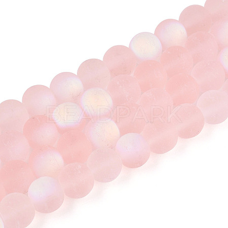 Frosted Transparent Glass Beads Strands GLAA-T032-T10mm-MBB10-1