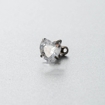 Stainless Steel Cubic Zirconia Heart Dermal Anchor Base/Top for Women Men WGF2D58-06-1