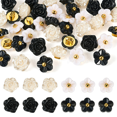 40Pcs 2 Styles 1-Hole ABS Plastic Buttons BUTT-TA0001-32-1