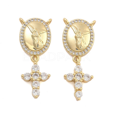 Brass Pave Cubic Zirconia Pendants KK-U009-09A-G-1