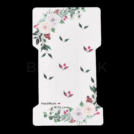 Rectangle Flower Print Paper Hair Clip Display Cards CDIS-M007-03C-1