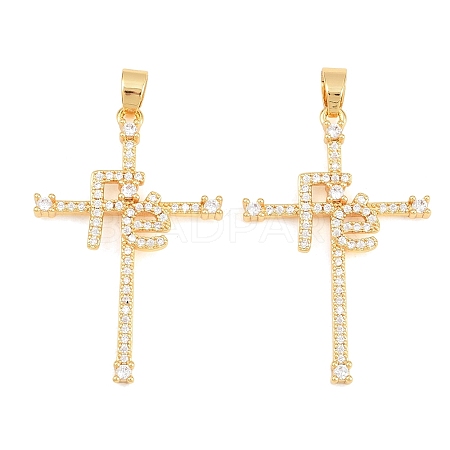 Easter Brass Micro Pave Clear Cubic Zirconia Pendants ZIRC-F148-14H-G-1