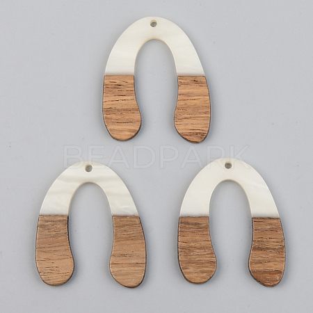 Opaque Resin & Walnut Wood Pendants RESI-S389-058A-C04-1