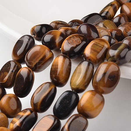 Nuggets Natural Tiger Eye Bead Strands X-G-M350-06-1