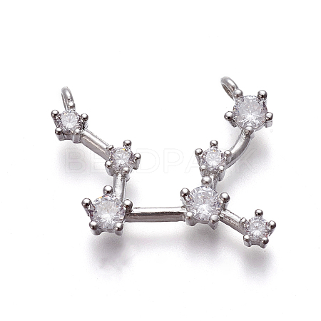 Brass Micro Pave Cubic Zirconia Pendants X-ZIRC-F099-20P-07-1