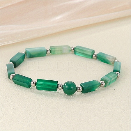 Natural Agate Beaded Stretch Bracelets for Men Women WGE4A78-10-1