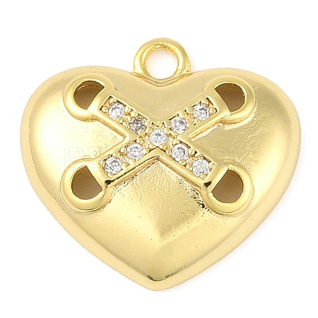 Cross Theme Real 18K Gold Plated Brass Micro Pave Clear Cubic Zirconia Pendants KK-L219-06G-02-1