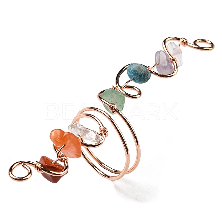 Natural Mixed Gemstone Chips Wide Ring G-Q1002-08RG-1