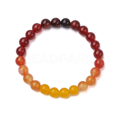 8mm Round Natural Carnelian & Agate & Malaysia Jade Beaded Stretch Bracelets BJEW-TA00514-01-1