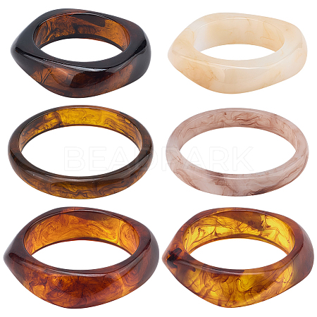 6Pcs 6 Styles Resin & Acrylic Bangles BJEW-PH0004-71-1