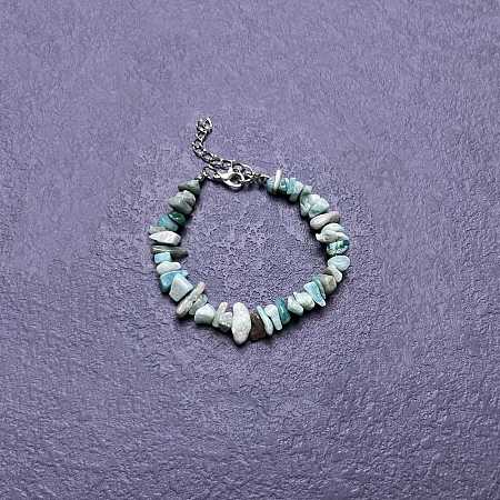 Natural Amazonite Chip Beaded Bracelets for Women IW6789-56-1