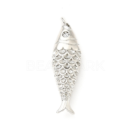 Rack Plating Brass Micro Pave Clear Cubic Zirconia Pendants KK-G416-11P-1