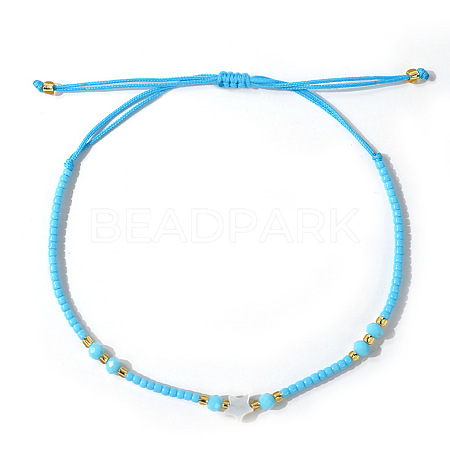 Adjustable Glass Seed Beads Braided Bead Bracelets IF7120-10-1