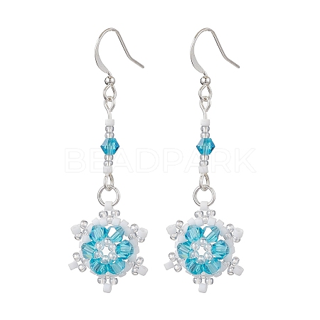 Glass Seed Beaded Dangle Earrings EJEW-MZ00171-01-1