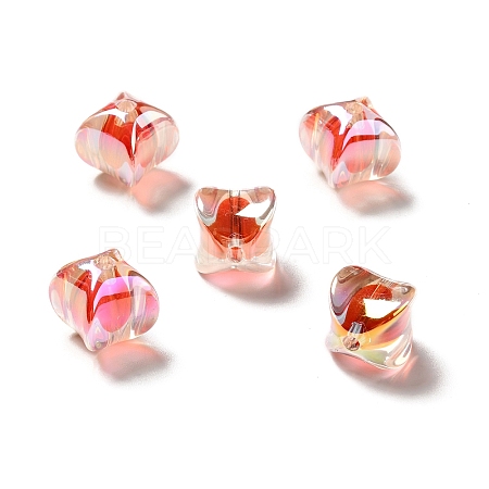 Two Tone UV Plating Rainbow Iridescent Acrylic Beads TACR-D010-04F-1