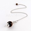 Natural Tiger Eye Sphere Dowsing Pendulums X-BJEW-E292-A09-1