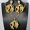 Brass Stud Earrings & Pendant Necklaces Sets for Women FS-WGDC970-02-2
