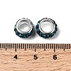 Polymer Clay Rhinestone European Large Hole Beads with Silver Color Plated Brass Cores FPDL-R002-04-4