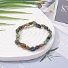 Natural Chrysocolla & Lapis Lazuli Beads Stretch Bracelet for Kids BJEW-JB07031-03-2