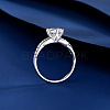 Rhodium Plated 925 Sterling Silver Micro Pave Cubic Zirconia Finger Rings WG64EDC-06-4