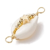Natural Cowrie Shell Copper Wire Wrapped Shell Shape Connector Charms PALLOY-JF02939-03-3