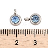 Trendy Original Color 304 Stainless Steel Faceted Grade A Rhinestone Flat Round Charms Pendants RB-N030-01I-3
