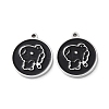 304 Stainless Steel Black Enamel Charms STAS-M102-17P-01-1