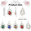 12Pcs 6 Colors Alloy Glass Pendants ALRI-YW0001-33-3