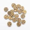 Flat Round Carved Word Luck Tibetan Style Alloy Message Charms TIBEP-A123975-AB-FF-1